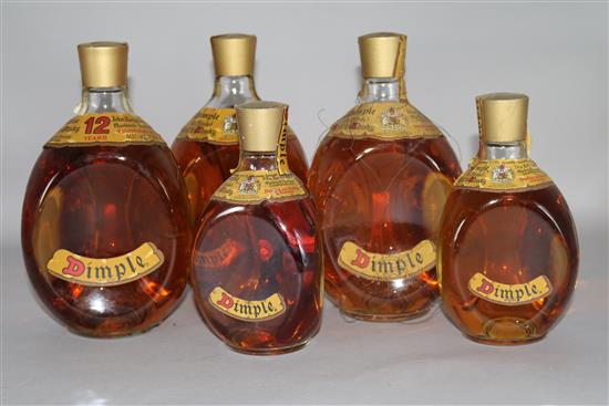 3 bottles of Dimple Whisky and 2 half bottles